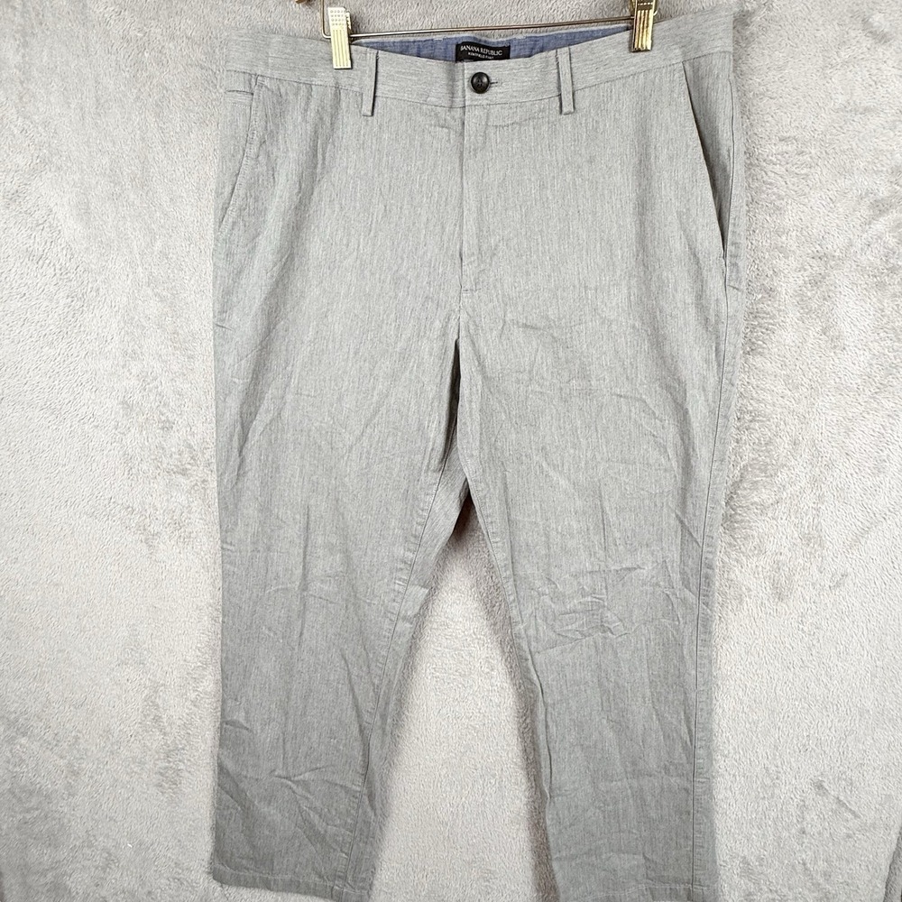 Banana Republic Kentfield Pants Men 36x30 Gray Straight Fit Cotton Office Preppy